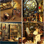 ISSEVE DIY Book Nook Kit, 3D Wooden Puzzle DIY Miniature House Kit for Booknook Shelf Insert Decoration, Magic Book House Stand Bookshelf Dollhouse for Adults with Sensor Light (Detective Agency)