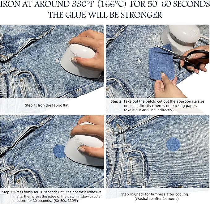KING MOUNTAIN Iron-on Repair Patch,3"x60"100% Cotton Denim Iron-on Repair Patch, Jeans and Clothing Repair and Decoration Kit (Sky Blue)
