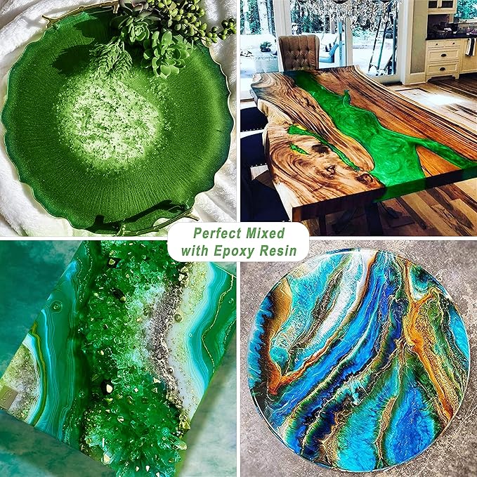 Green Mica Powder Pigment (100g) -Cosmetic Grade Metallic Mica Powder for Epoxy Resin, Lip Gloss, Soap,Candle Making, Bath Bombs,Tumblers, Jewelry, Dyes, and DIY Crafting Projects(Green, 3.5oz)