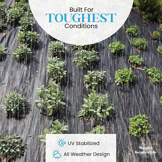 Woven Geotextile Fabric for Driveway and Road Stabilization, Construction Underlayment, Erosion Control, Commercial Grade 50 Year for Gravel Roads and Pavers (17.5x30) Ships Folded