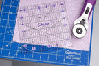 The Quilted Bear Rotating Cutting Mat 18" x 18" - Locking & Rotating Self Healing Cutting Board for Sewing, Fabric & Effortless Quilting - 360 Degree Sewing Supplies Mat for Craft Table (Blue)
