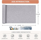 KING MOUNTAIN Fine Linen Repair Patches, Self-Adhesive Linen Fabric Patches, 12X40 inch Extra Size, Multi Color, Can be Used for Linen Sofa Repair and Linen Clothes Repair (12" x 40", Light Grey 3.0)