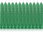 Yoption 12 Pcs Sealing Wax Sticks with Wicks, Antique Metallic Green Totem Fire Manuscript Seal Wax for Wax Seal Stamp (Metallic Green)