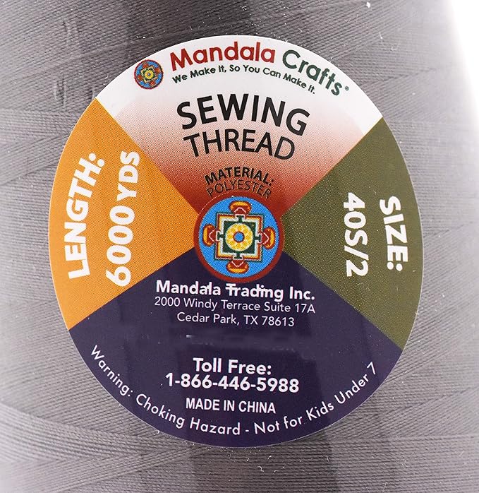 Mandala Crafts 4 Pack of Serger Threads Cones Spools - 40S/2 24000 Yards Polyester Taupe Threads for Sergers Machine and Overlock Quilting Sewing Machine