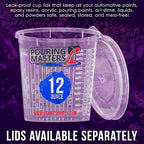 Pouring Masters 12 Ounce (350ml) Graduated Plastic Mixing Cups (Box of 20) - Paint Mixing Cups for Epoxy Resin, Art, Kitchen, Baking - Measurements in OZ and ML, 4 Different Measuring Ratios 1:1