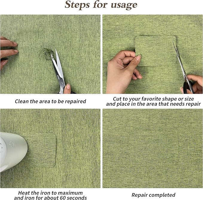 King Mountain Premium Linen Fabric Iron-on Repair Patch, Inside&Outside, 3"x60" With Backing Glue, Decorative Kit (Blue Grey)