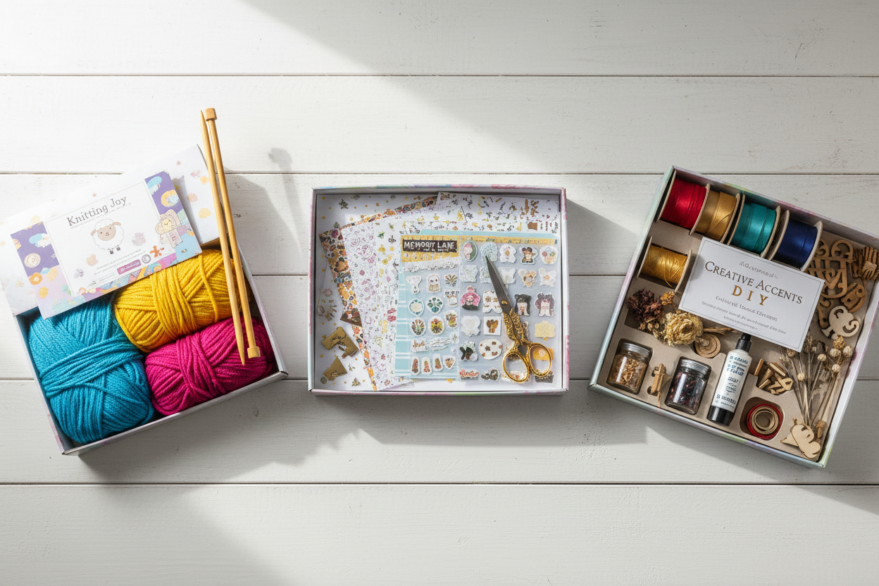 Crafting Kits: All-in-one kits for knitting, scrapbooking, DIY decorations, and more. (make it real photo)