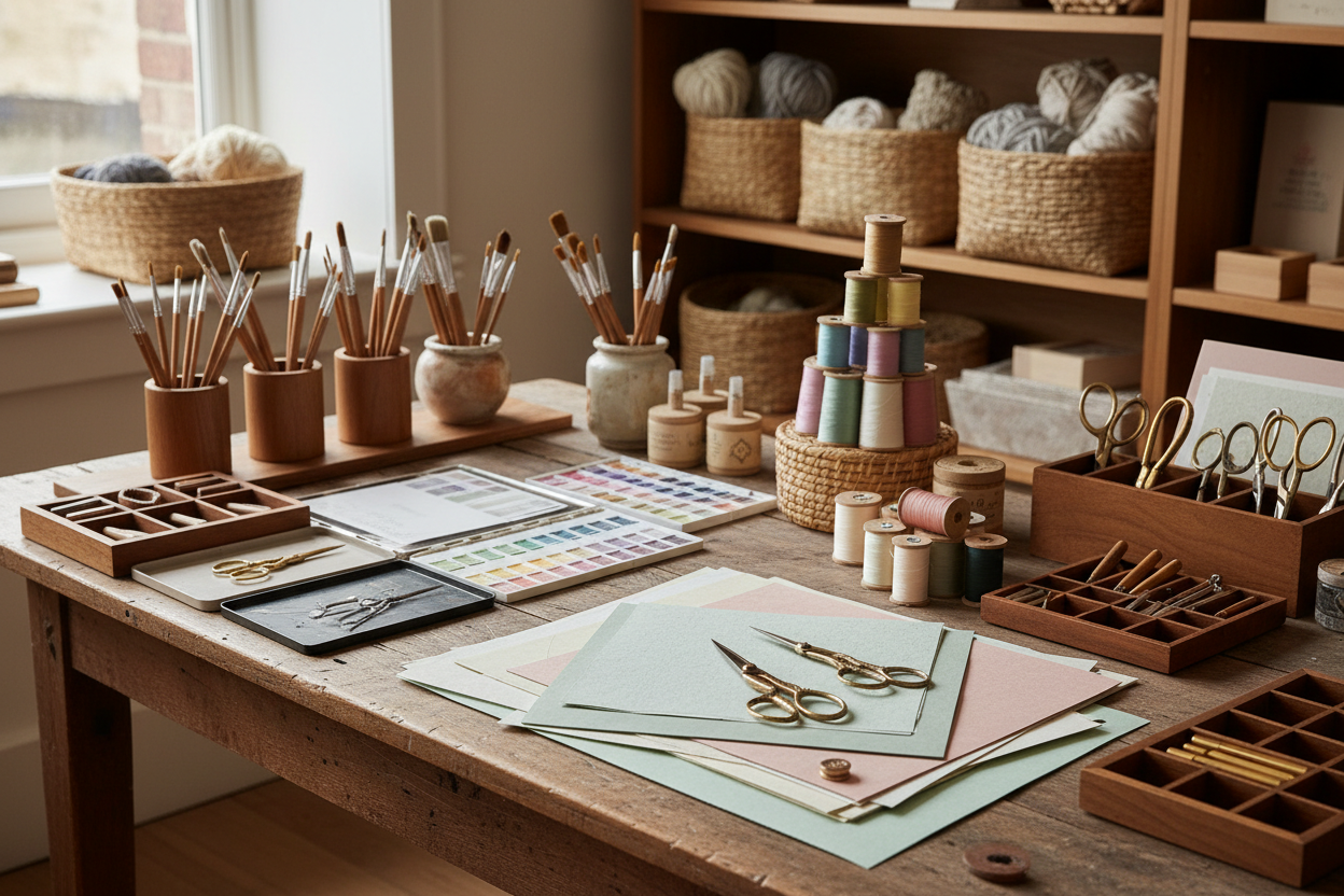 Your ultimate destination for elegant and thoughtfully curated hobby supplies. At Craftory, we celebrate creativity in all its forms, providing a range of high-quality materials and tools that inspire, delight, and make every project a joy to complete. (make it real photo)